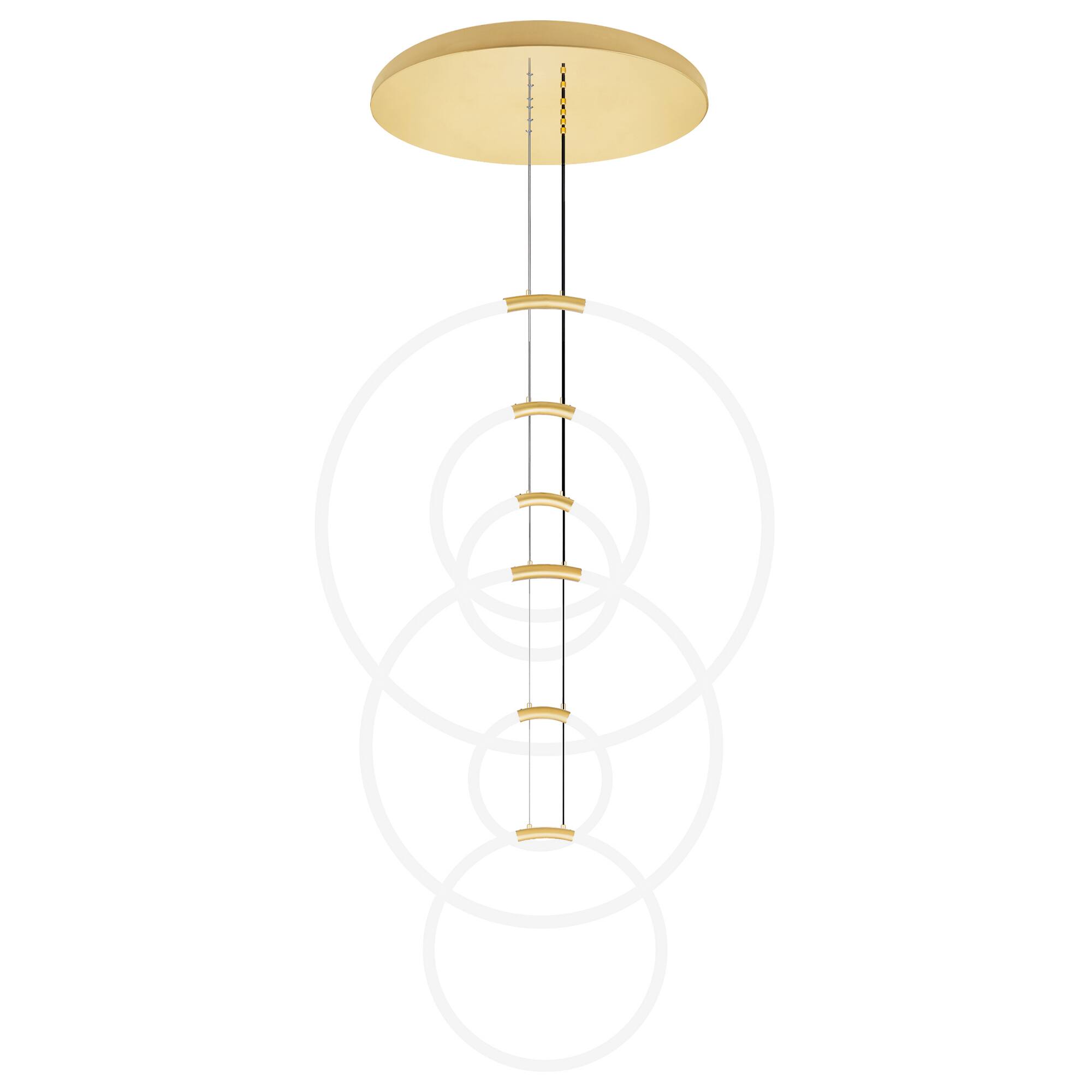 Alt View 1. CWI Lighting - Hoops 6 Light LED Chandelier With Satin Gold Finish - Satin Gold.