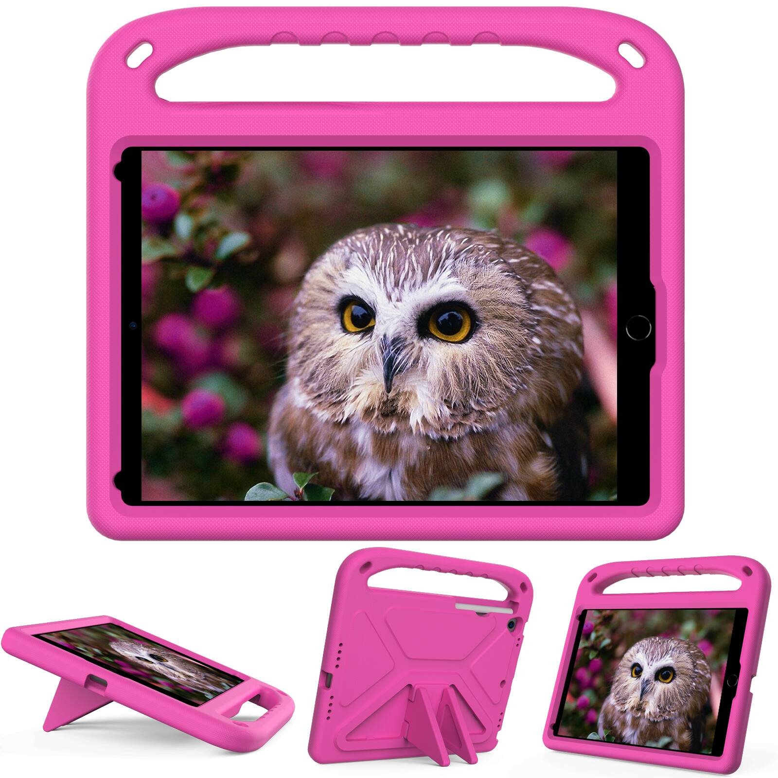 Left. UUCOVER - Lightweight EVA Case for iPad 9th 8th 7th Gen 10.2-inch (2021/2020/2019) Shockproof Handle Kickstand Anti-Slip Cover - Rose.