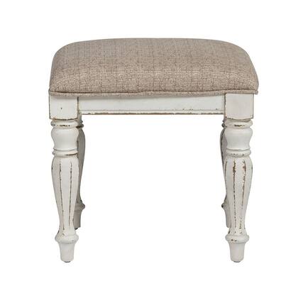 Front. Liberty Furniture Industries - Magnolia Manor Vanity Stool in Antique White - White.