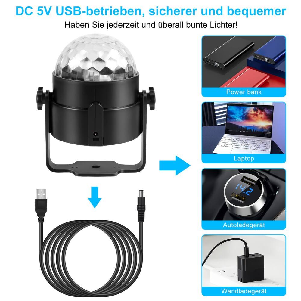 DC 5V USB-betrieben, sicherer und bequemer  
Haben Sie jederzeit und überall bunte Lichter!  

Power bank  
Laptop  
Autoladegerät  
Wandladegerät