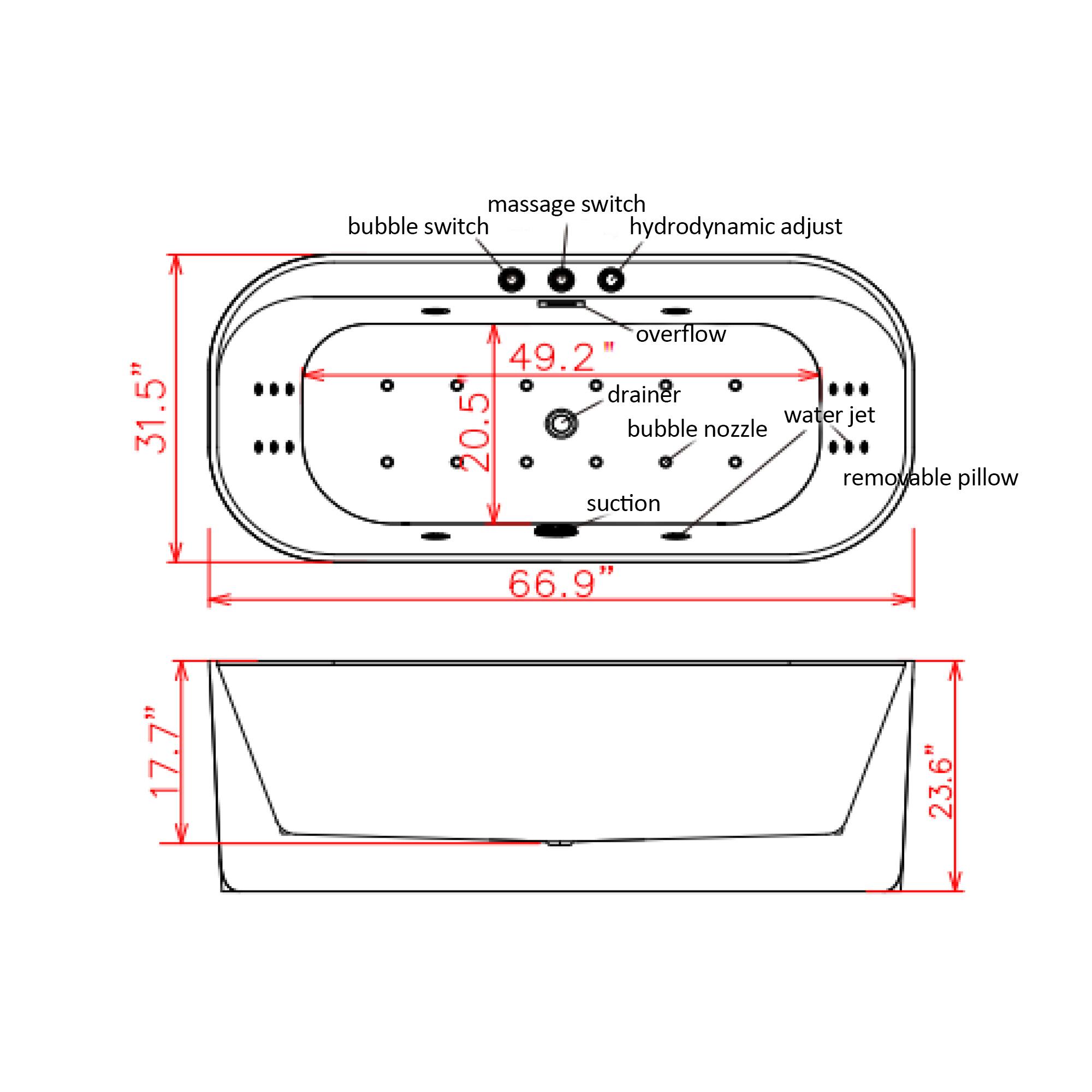 massage switch bubble switch hydrodynamic adjust 31.5" ... A overflow 49.2" drainer water jet 20.5 bubble nozzle remo removable pillow suction 66.9" M  7 17.7" 7 W M 23.6"