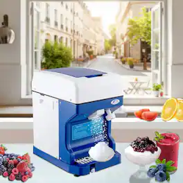 Forest'nSky - 110V Electric Shaved Ice Machine - 265 lb/hr, 250W Adjustable Texture Tabletop Snow Cone Maker - Blue