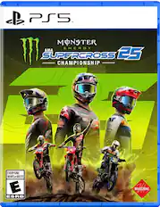 C PS5 M Monster Energy AMA Supercross 25 Championship ked Buil SA Bcoh RedBull Red WO Fedbull Ta SHOWA 100% a r PONDA DA 96 PROC 38 EVERYONE ENFANTS et ADULTES E ESRB MILESTONE MT.