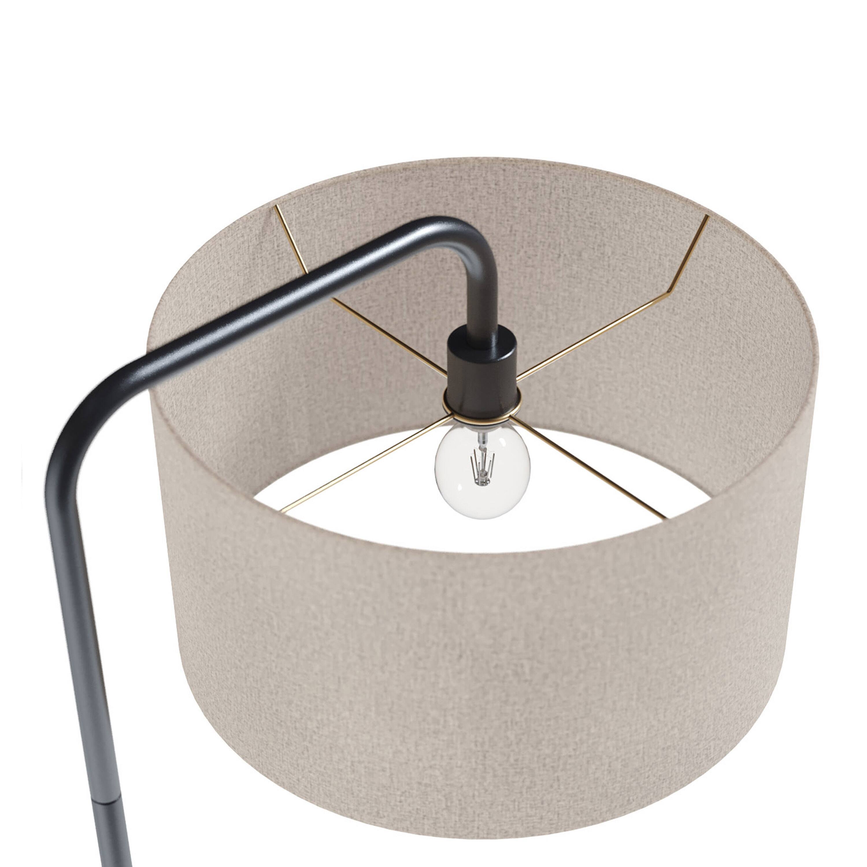 Alt View 1. Loheer - Loheer Contemporary Metal Floor Lamp Oil Rubbed Bronze Beige Linen Shade Tall Standing Light - Bronze.