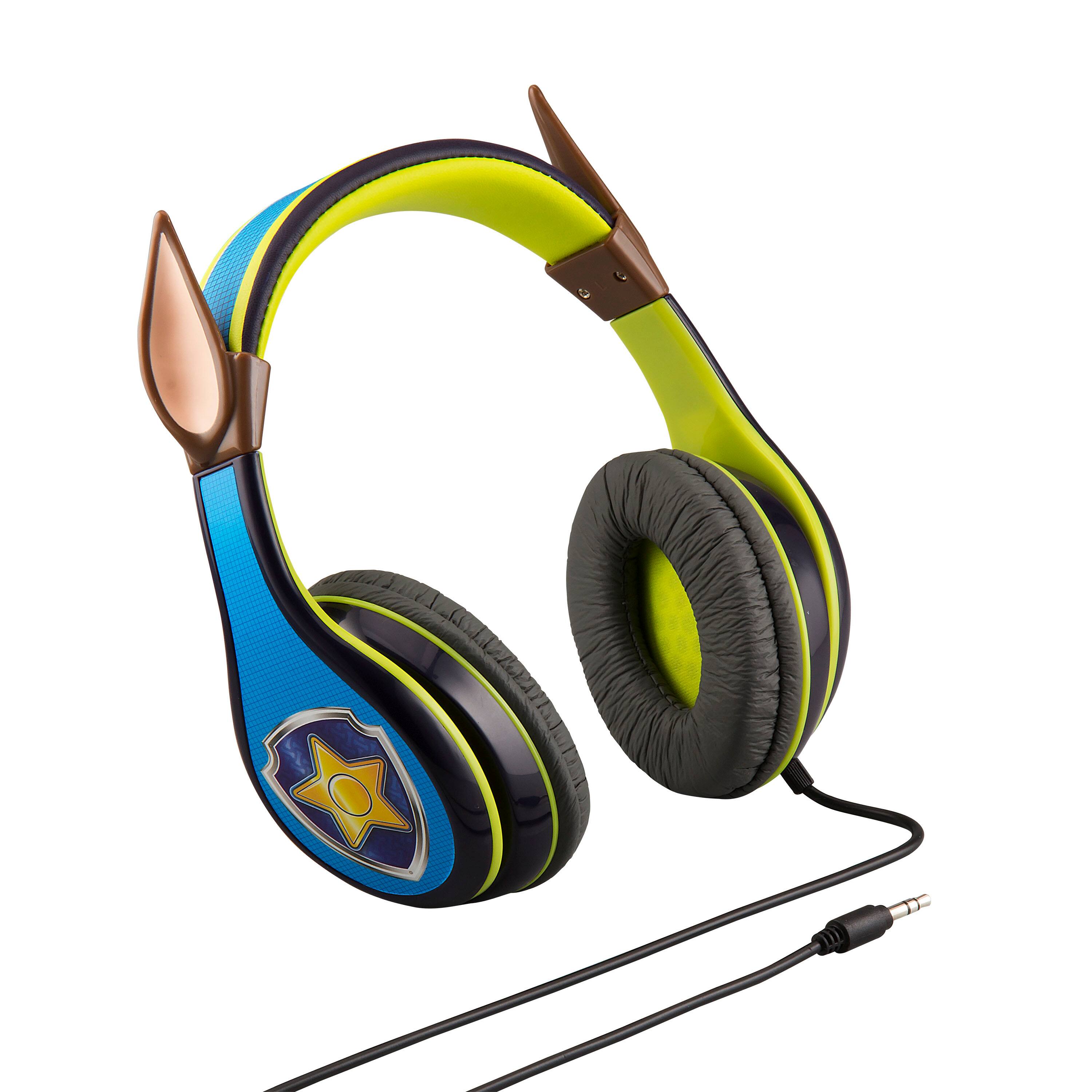 Angle. eKids - eKids Paw Patrol Chase Wired Headphones for Kids, Children’s Headphones for School, Home, or Travel - Blue.