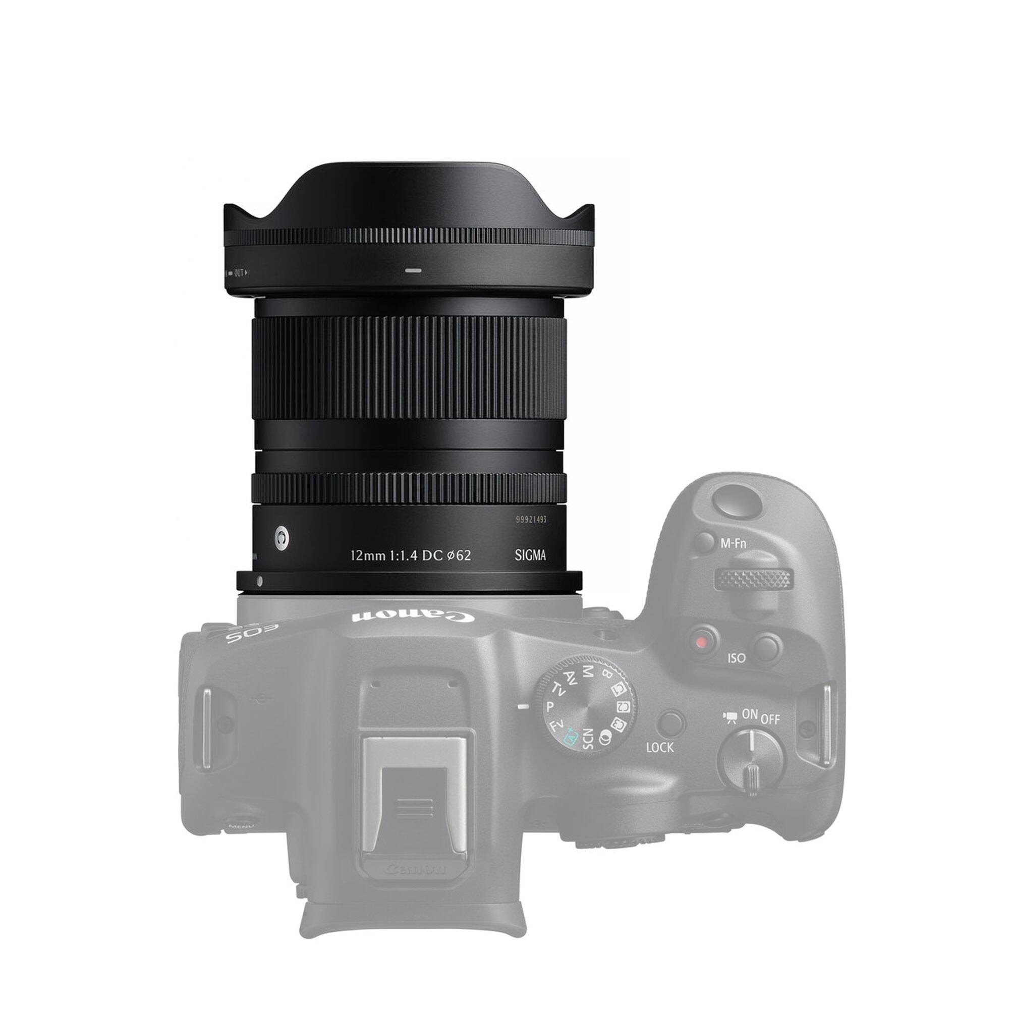 D 12mm 1:1.4 DC p62 SIGMA M-Fn S08 Canon M A TV P Fv SCN & D b LOCK ISO ON OFF 1 Cn