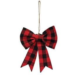 BreeBe - *Red & Black Buffalo Check Bow Clip Ornament - Red, Black