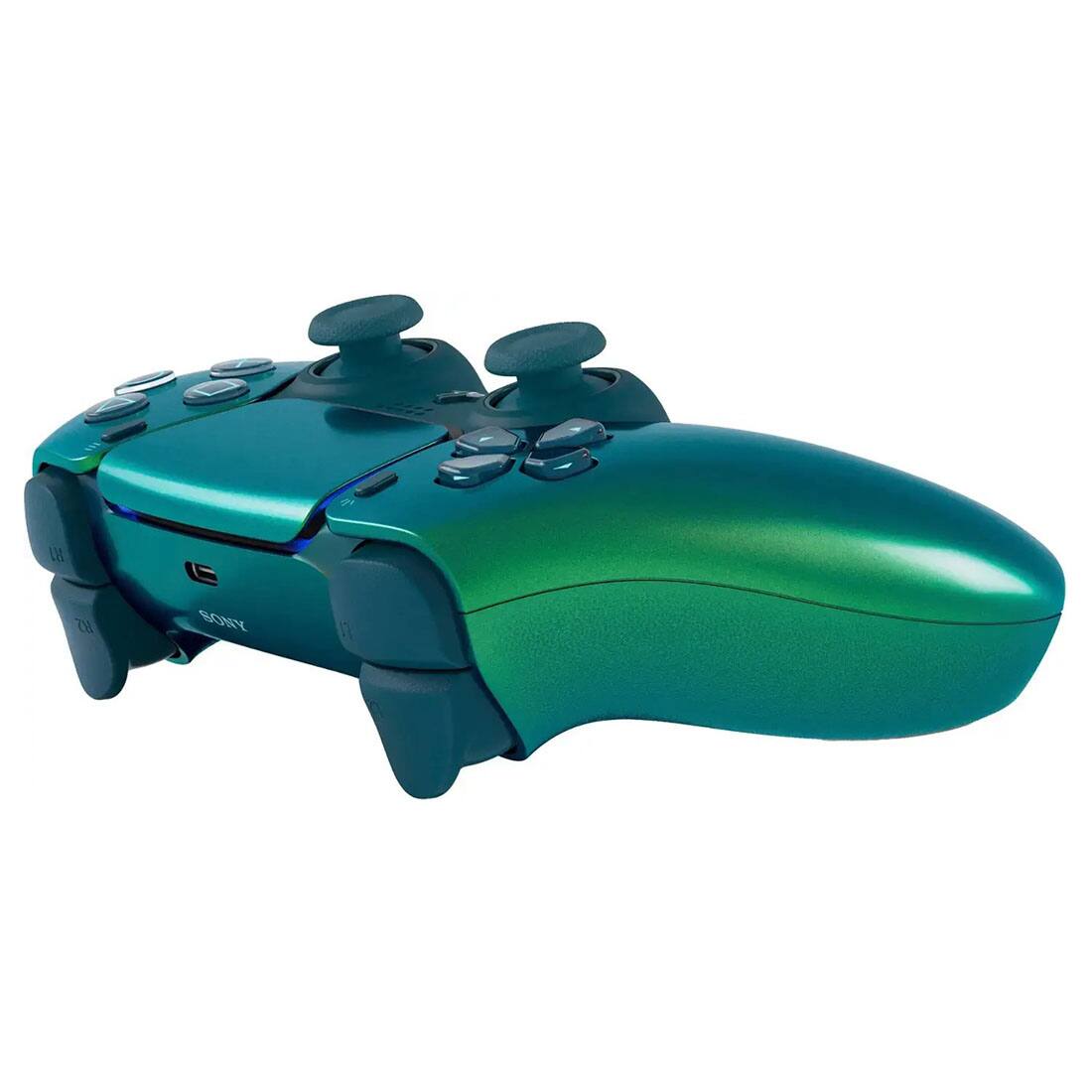 Back. Sony - Sony PlayStation 5 DualSense Wireless Controller with MightySkins Custom Decal Skin Voucher - Chroma Teal - Chroma Teal.