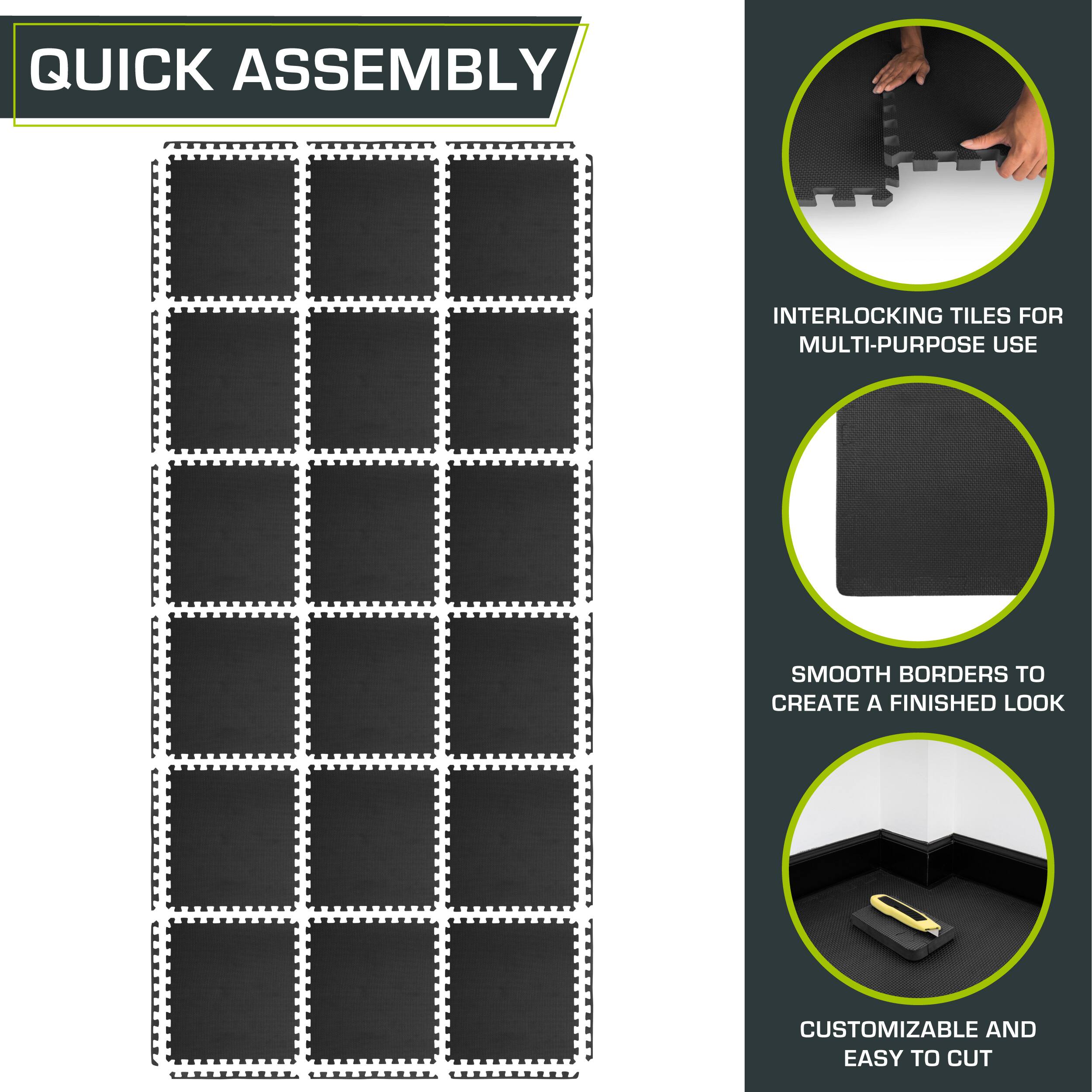 ProsourceFit Weaved Pattern Exercise Puzzle Mat 1 in, 72 Sq