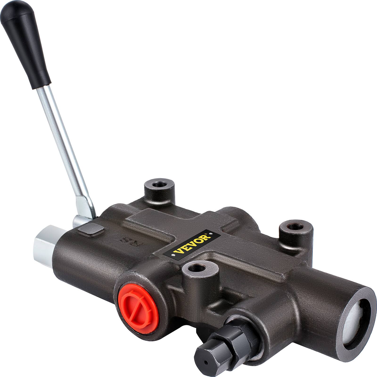 Front. VEVOR - Hydraulic Directional Control Valve, 1 Spool Hydraulic Spool Valve, 21 GPM Hydraulic Loader Valve, 3625 PSI Directional - Black.