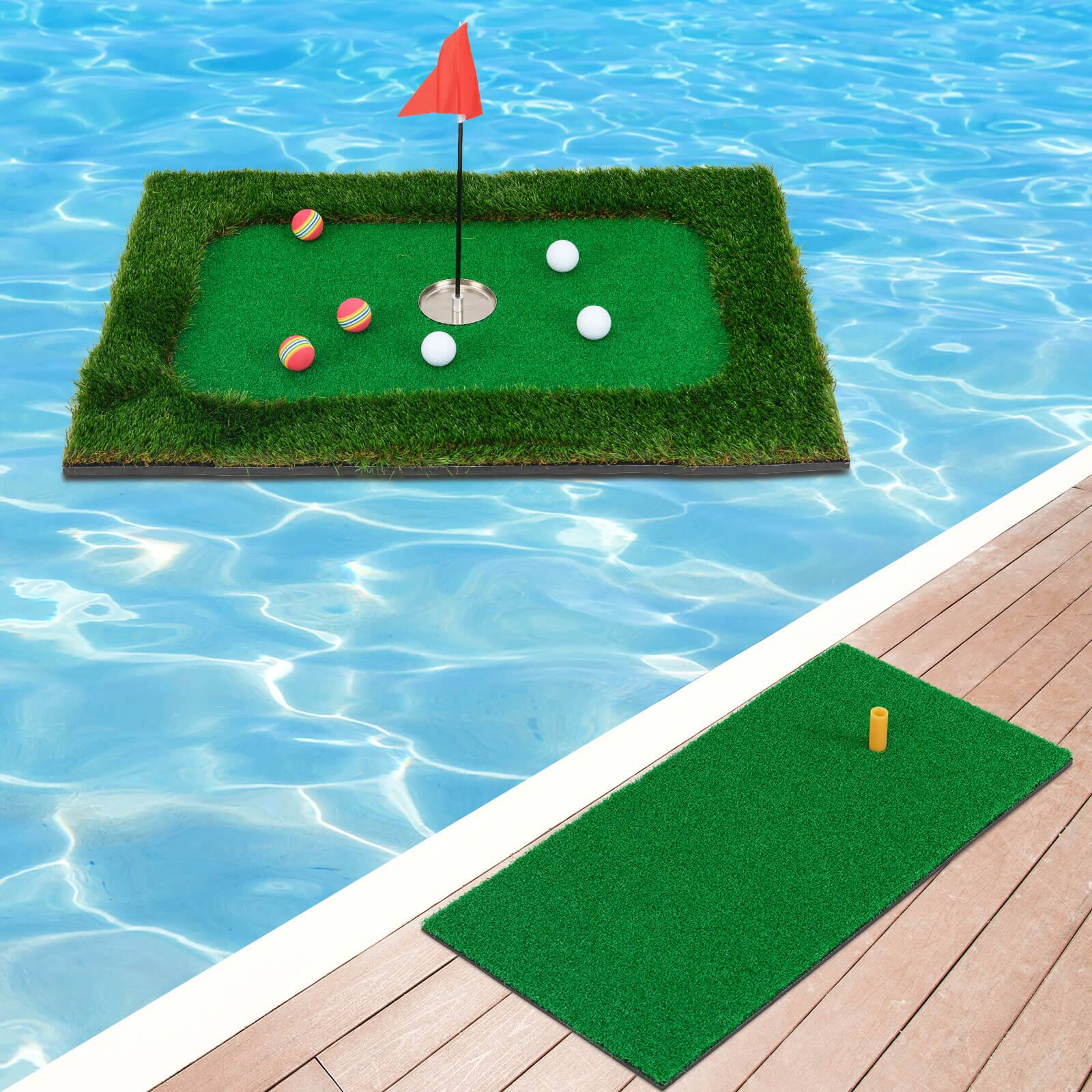 Alt View 3. Costway - Costway Rectangular Floating Golf Green for Pool Includes Golf Hitting Mat 6 Golf Balls - Green.