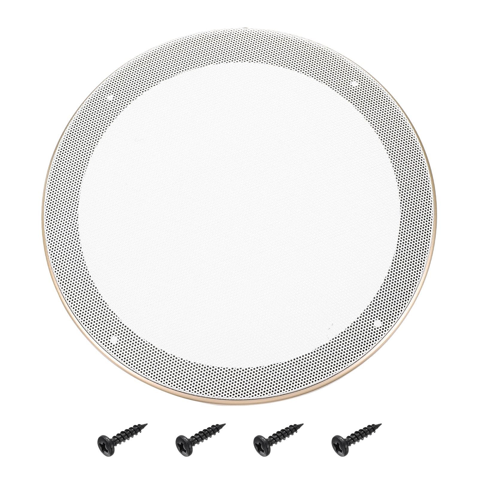 Unique Bargains - Speaker Grill Mesh Cover, Metal Subwoofer Grill Guard Protector ABS Frame for Car Audio, 4 Screws Included - White Gold