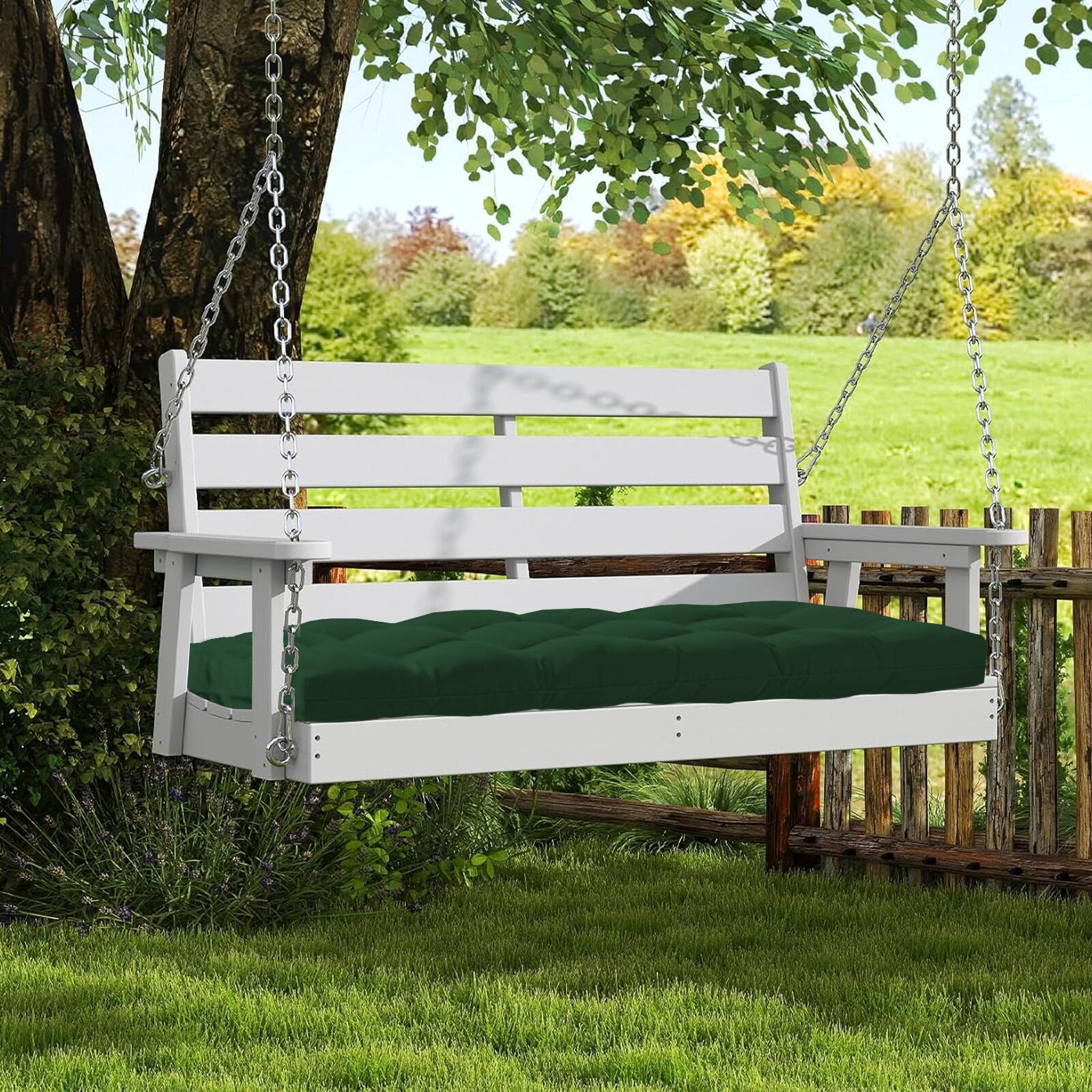 Alt View 6. Chateau Abodes - 60"x20"x4" Outdoor Bench Cushion, Waterproof & Fade Resistant Patio Seat Pad for Porch Swing, Couch Outdoor Furniture - Dark Green.