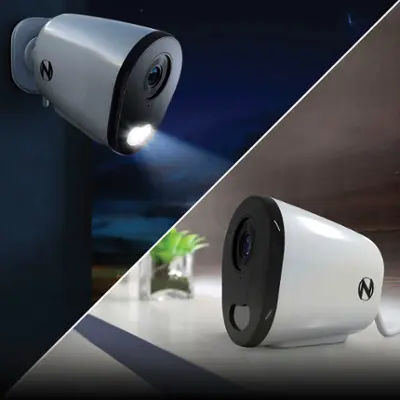 Night Owl - 8-Channel, 4-Camera Indoor/Outdoor Plug-In Wi-Fi IP 4K 64GB Security System - White