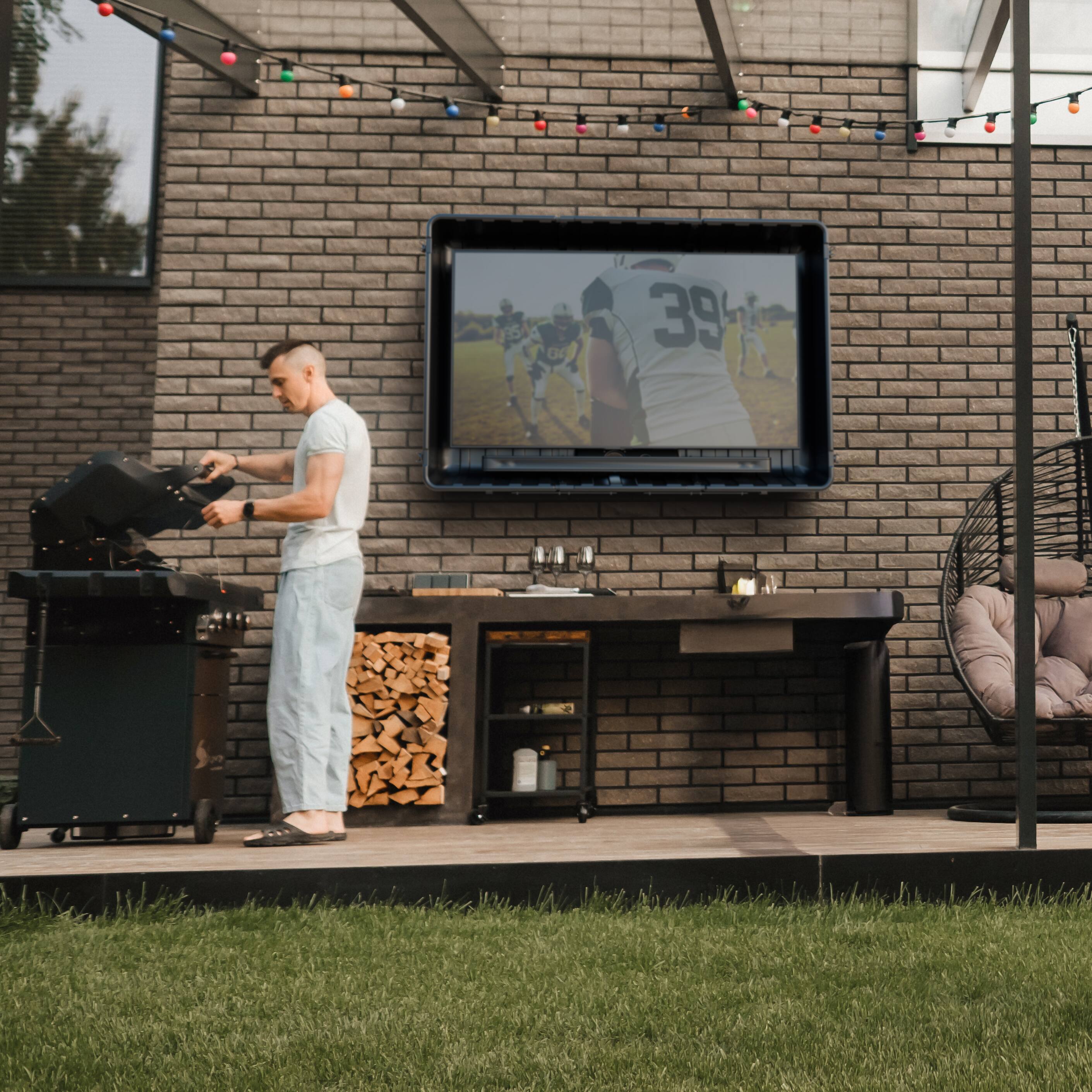 Alt View 6. Storm Shell - XL Weatherproof 65" Outdoor TV and Soundbar Enclosure - Black.