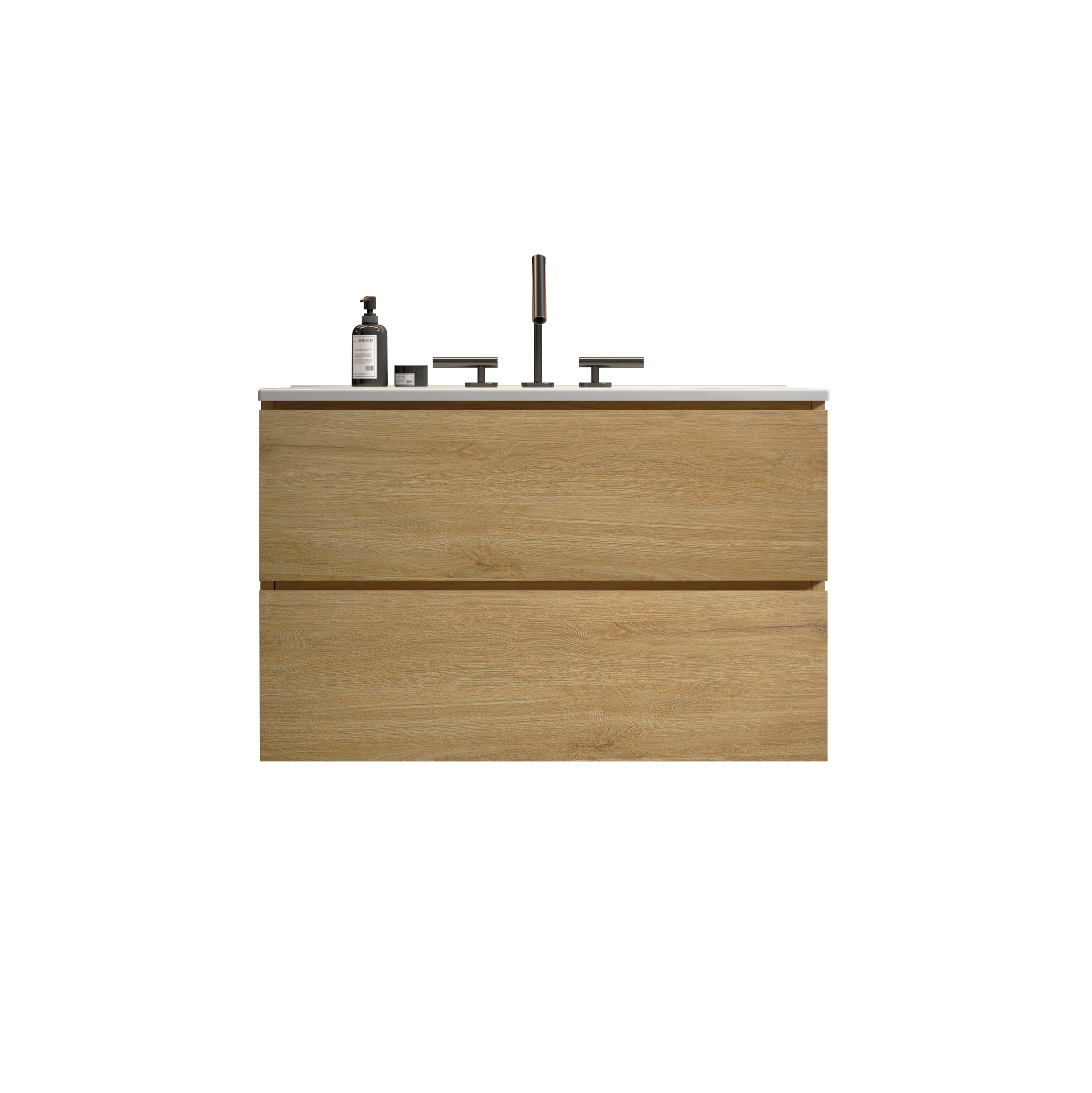 Alt View 7. Boyel Living - 30 Inch Natural Oak Bathroom Vanity with Ceramic Sink, Large Storage, Floating Design, Pre-Assembled - Oak.