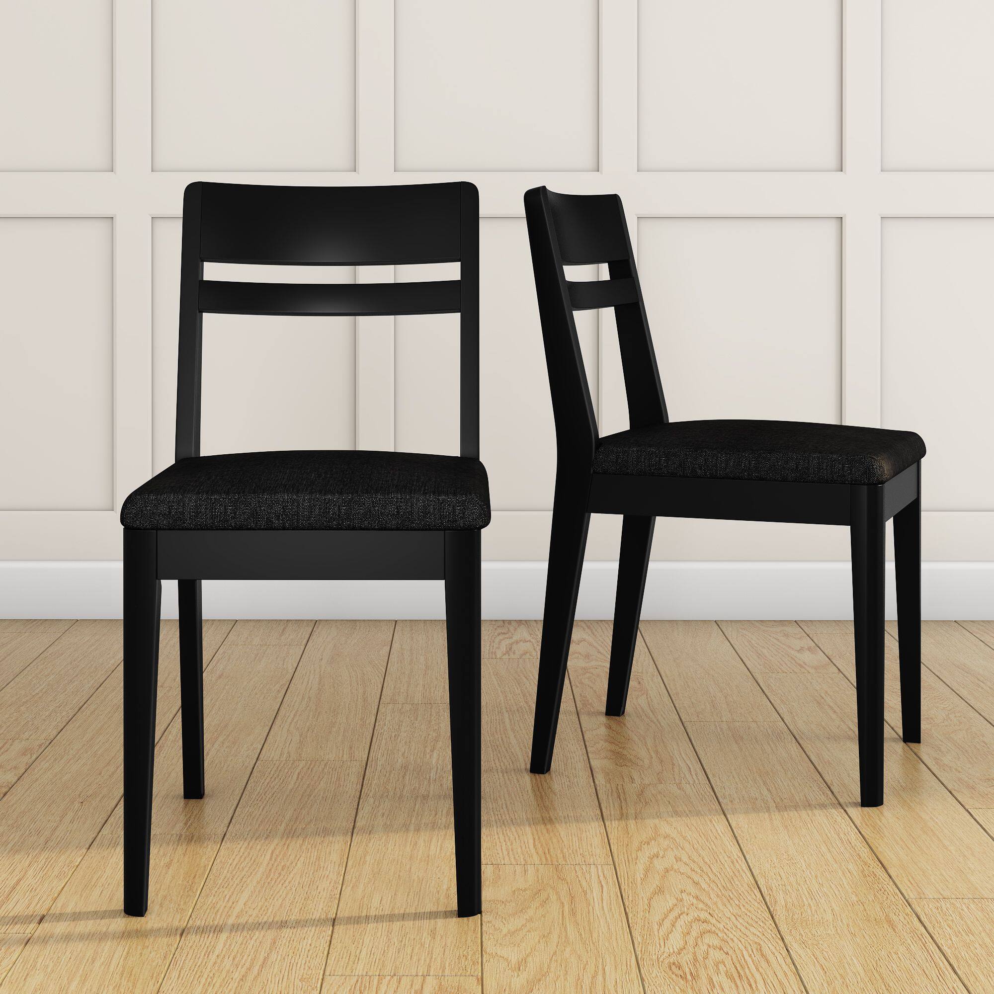 Front. Grain & Grove - Crew Upholstered Dining Chair (2 pack), Black/Black - Black/Black.