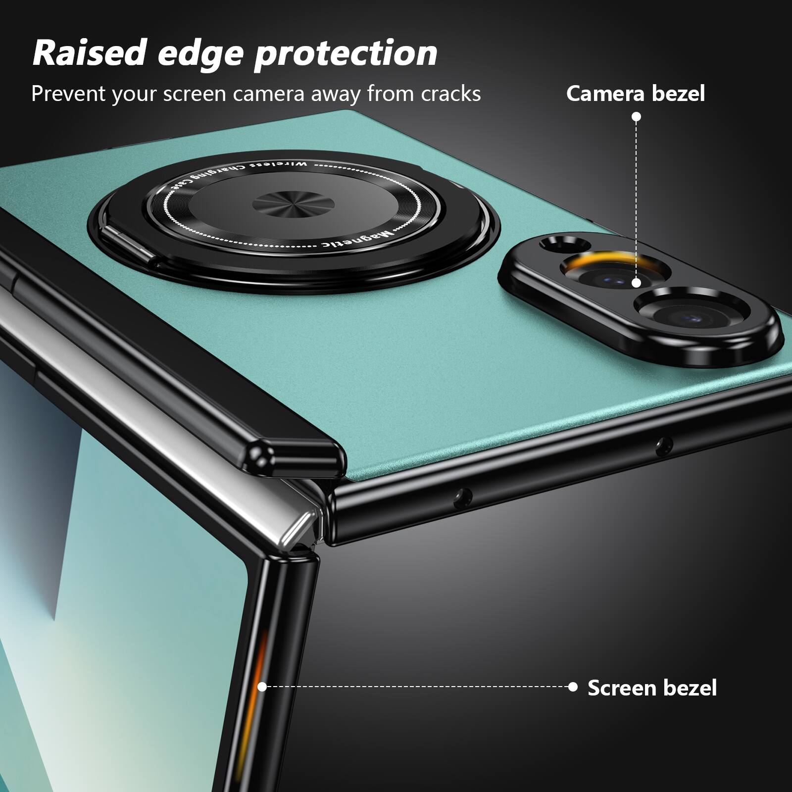 Raised edge protection  
Prevent your screen camera away from cracks  
Camera bezel  
Screen bezel