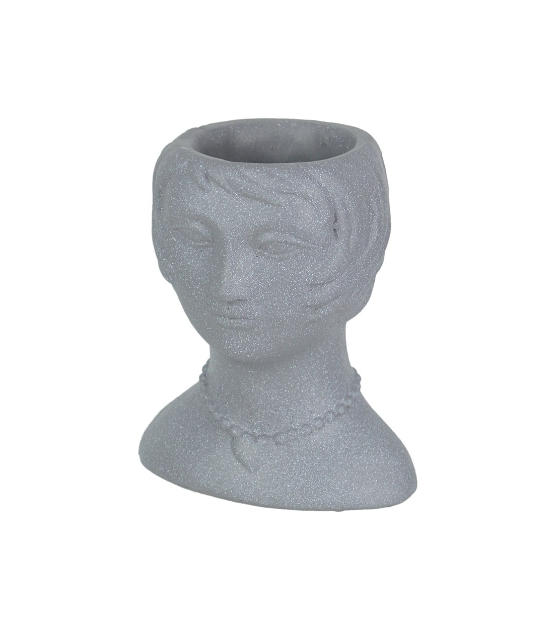 Things2Die4 - Roaring 20's Flapper Lady Concrete Head Mini Planter 6 Inches Tall - Gray