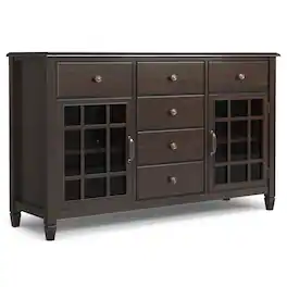 Simpli Home - Connaught 60 inch Wide Solid Wood Sideboard Buffet - Chestnut Brown