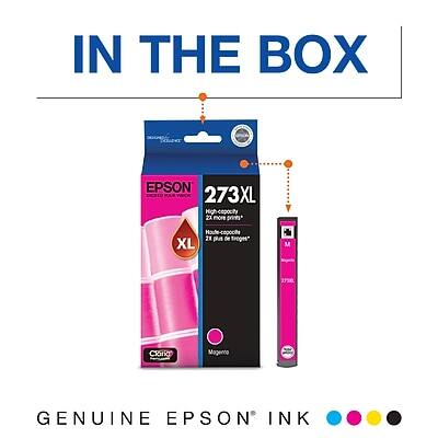 IN THE BOX

EPSON 273XL High-capacity Ink Cartridge
22 more prints* than standard cartridges
XL capacity
21 pages per cartridge

Magenta

GENUINE EPSON INK