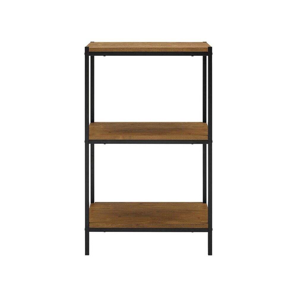 Alt View 2. Caffoz - 3-Tier Transitional Wood Bookshelf With Open Shelves In Oak Brown - Brown Mahogany.