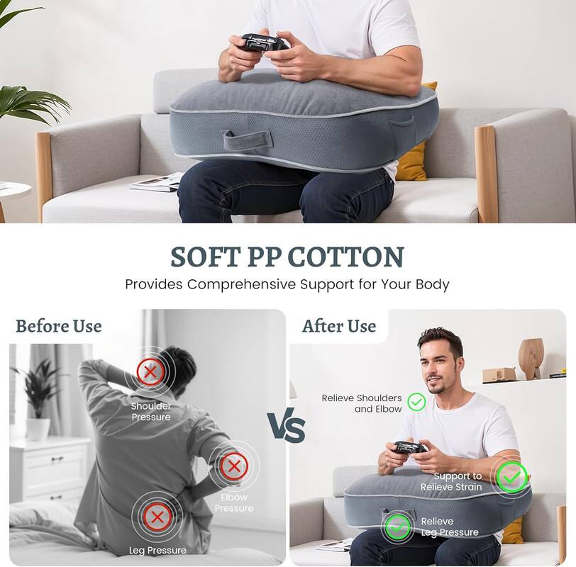 SOFT PP COTTON  
Provides Comprehensive Support for Your Body

Before Use  
Shoulder Pressure  
Elbow Pressure  
Leg Pressure

After Use  
Relieve Shoulders and Elbow  
Support to Relieve Strain  
Relieve Leg Pressure