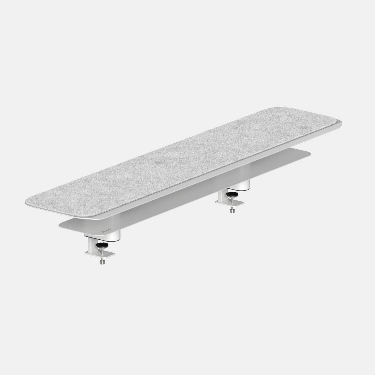 Left. Branch Furniture - Branch Large Monitor Stand – Durable Steel Construction with Felt Liner, Hidden Storage, and Universal Clamp - White.