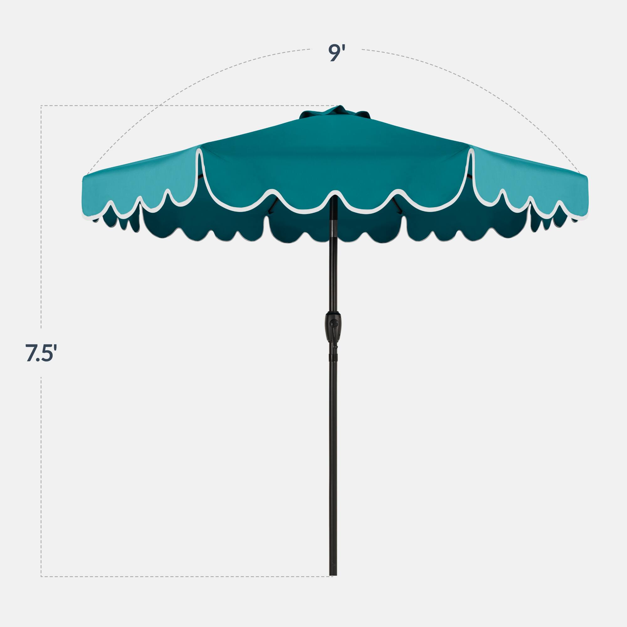 Alt View 1. Best Choice Products - Best Choice Products 9ft Patio Market Umbrella with Scallop Trim, Fade-Resistant, Crank & Tilt, Wind Vent - Cerulean - Cerulean.
