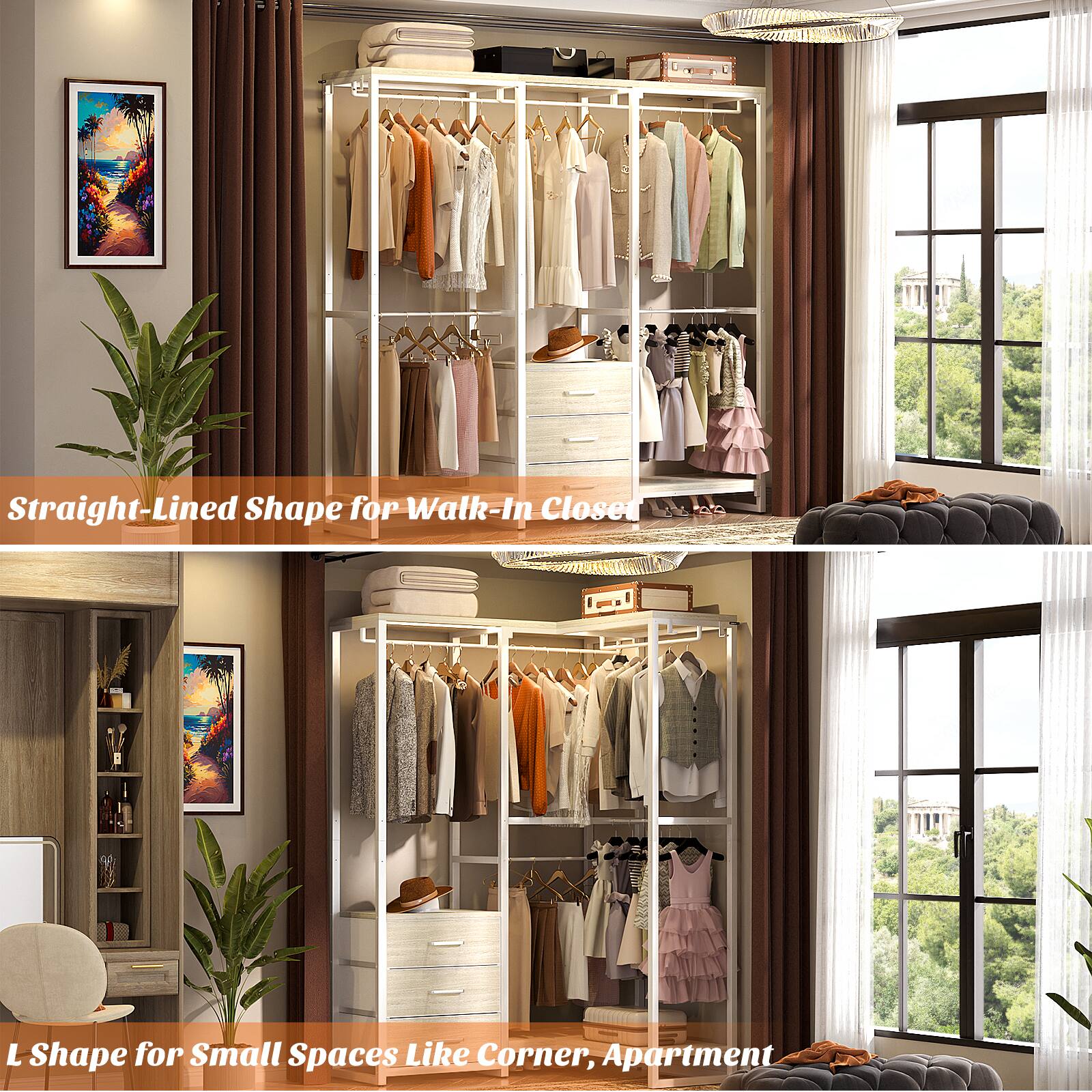 Straight-Lined Shape for Walk-In Closet

L Shape for Small Spaces Like Corner, Apartment