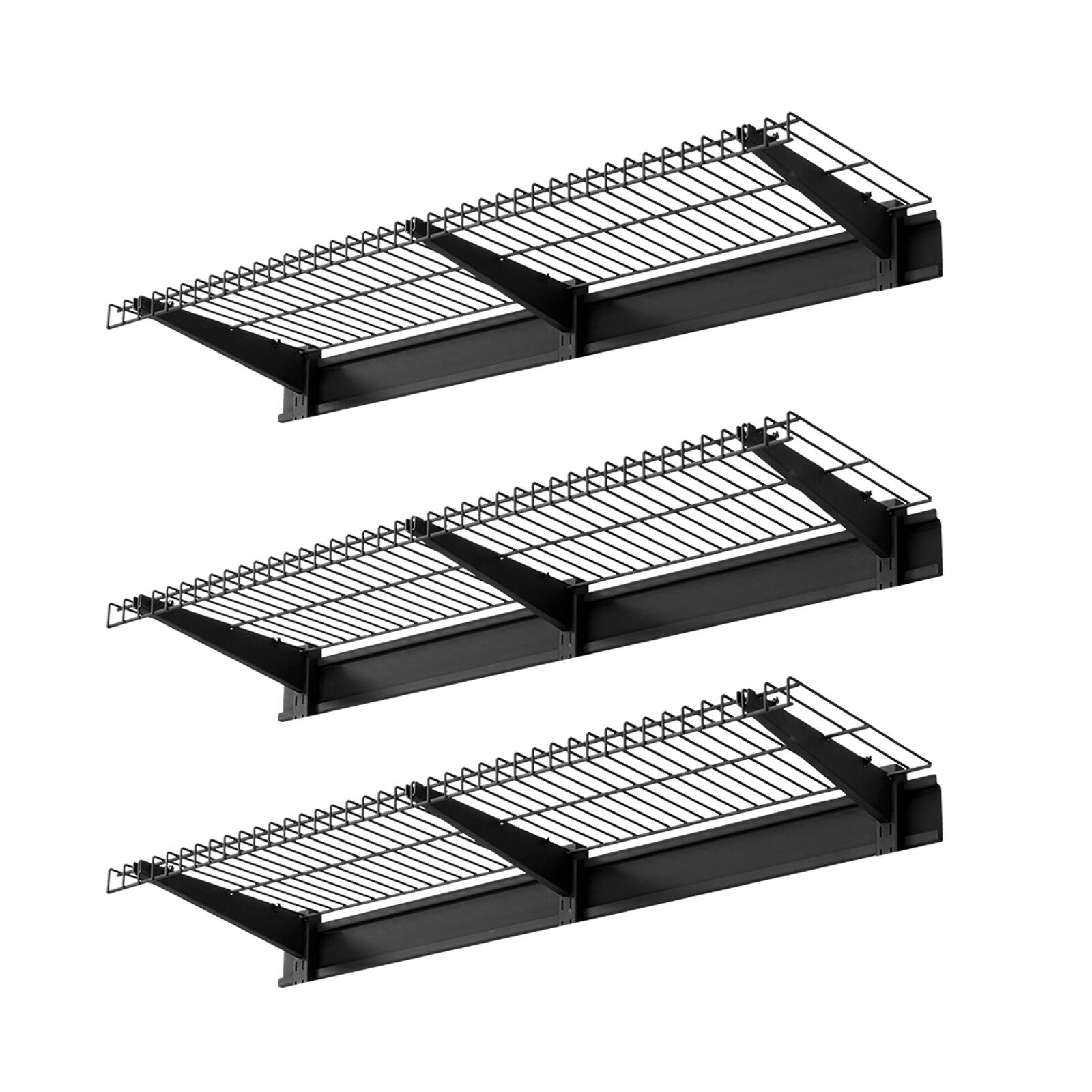 Alt View 5. VEVOR - 3-Tier Heavy Duty Wall Garage Shelving, 0.9 x 3 ft Steel Wall Mounted Shelving Unit, 11 x 36 Inch Per Shelf - Black.