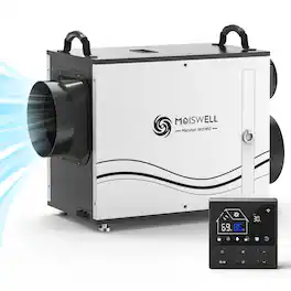 Moiswell - 160 pt. 2500 sq. ft. Bucketless Whole House Commercial Dehumidifier Energy Efficient in White with Fresh Air Cycle Timer