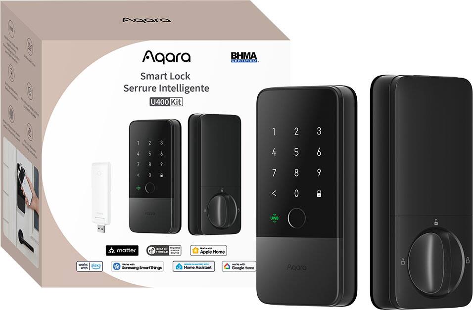Aqara Smart Lock Serrure Intelligente U400 Kit

BHM CERTIFIED

Works with:
- Alexa
- Matter
- THREAD
- Apple Home
- Samsung SmartThings
- Home Assistant
- Google Home

Built on THREAD ROUTER

UWB

Works with:
- Apple Home
- Google Home