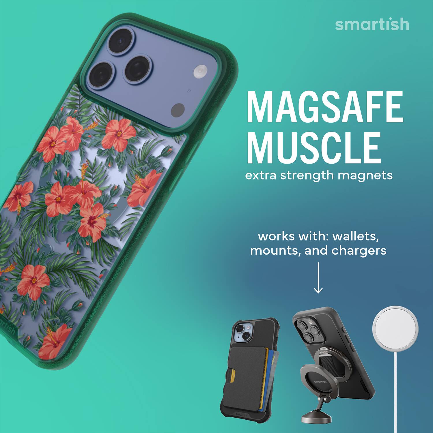 smartish MAGSAFE MUSCLE extra strength magnets works with: wallets, mounts, and chargers