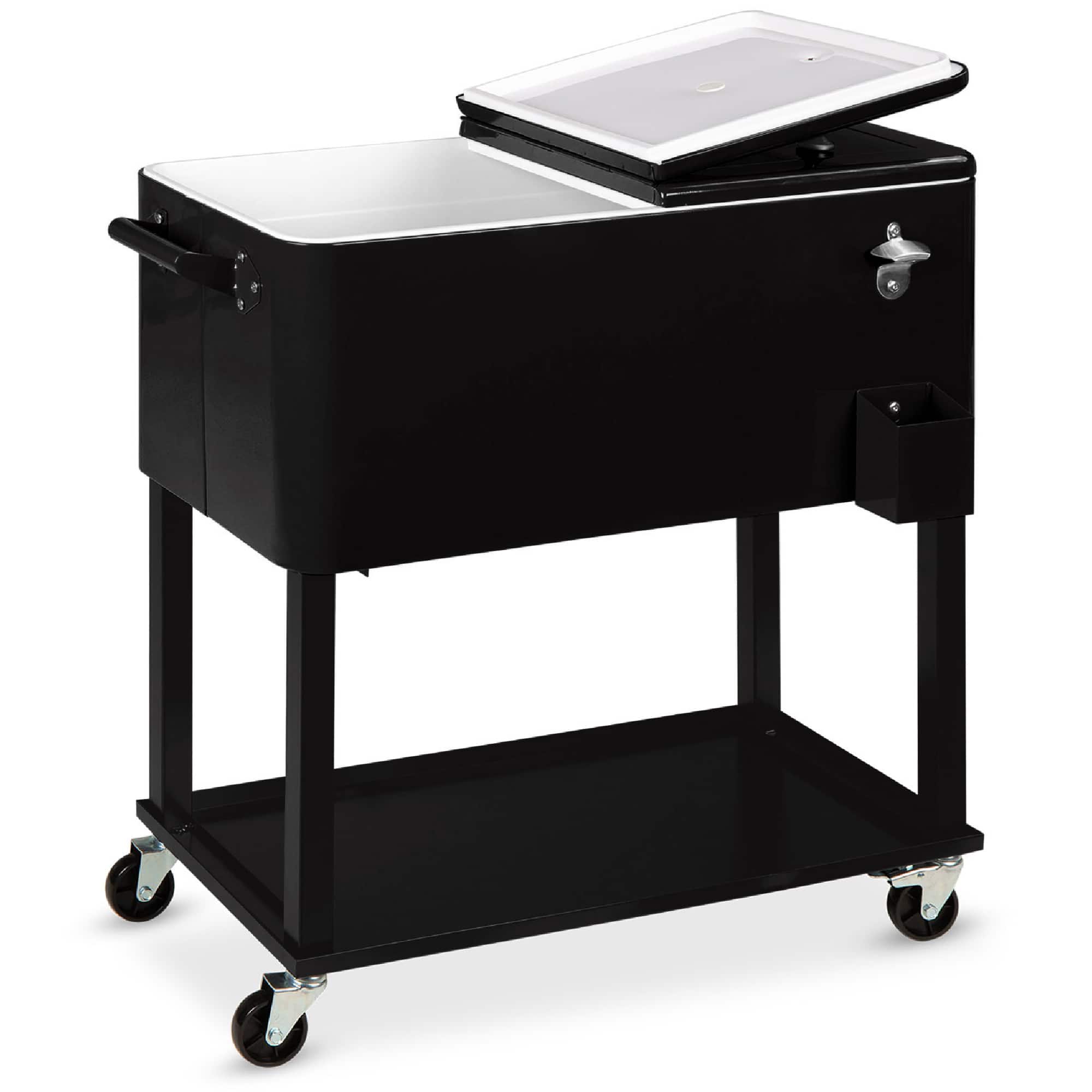 Best Choice Products - 80qt Steel Rolling Cooler Cart w/ Bottle Opener, Catch Tray, Drain Plug, Locking Wheels - Black