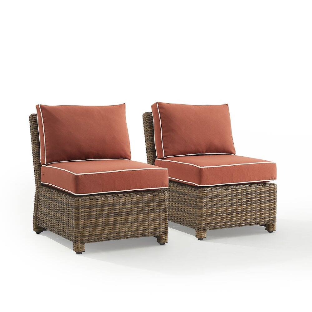 Alt View 2. Crosley Furniture - Bradenton 2Pc Armless Wicker Outdoor Chair Set - 2 Armless Chairs - Sangria.