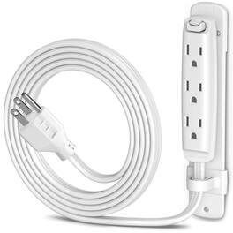 Maximm - Straight Plug Extension Cord 4 ft Multi 3-Outlet Power Cord with Mounting Bracket, Grounded 16 AWG UL Certified - White