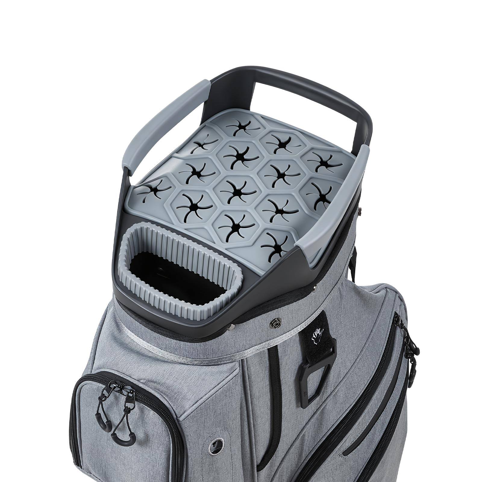 Front. VEVOR - Golf Cart Bag, 15 Way Top Divider Organizer, Golf Club Bag with Full-length Divider, Rain Hood, Storage Pockets - Grey.