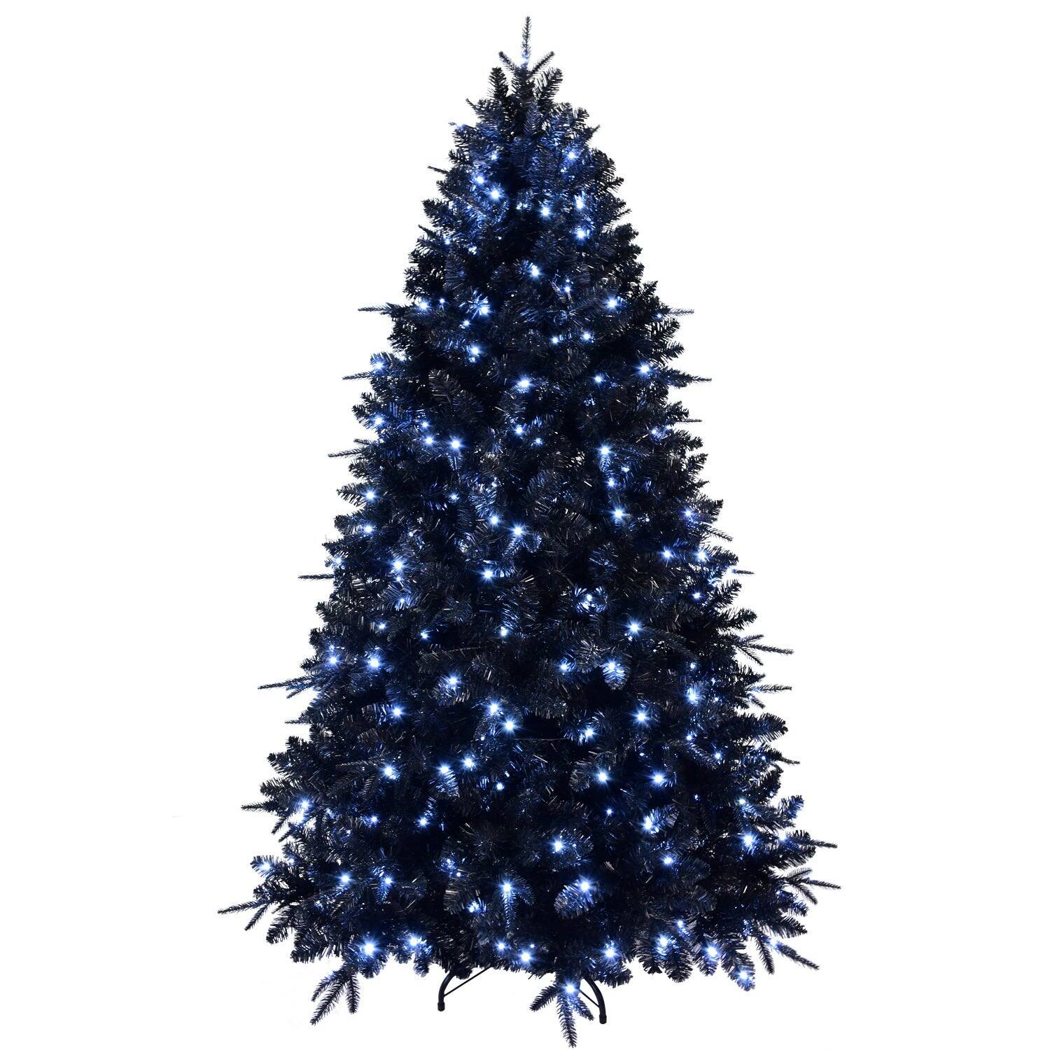 Alt View 9. BreeBe - 7.5ft Black Christmas Tree with 500 White LED Lights - Black.