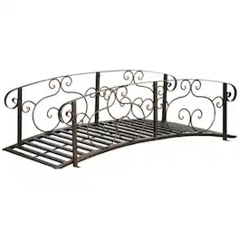 Hivvago - Outdoor Arch 6-ft Garden Bridge with Side-Rails - Vintage Bronze