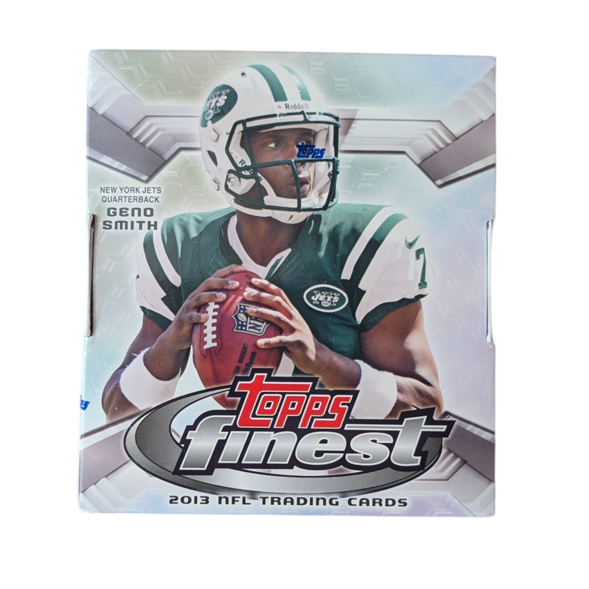 Riddell  
R  
OPPS  
NEW YORK JETS QUARTERBACK GENO SMITH 2 JETS  
HAHA  
TOPPS finest 2013 NFL TRADING CARDS