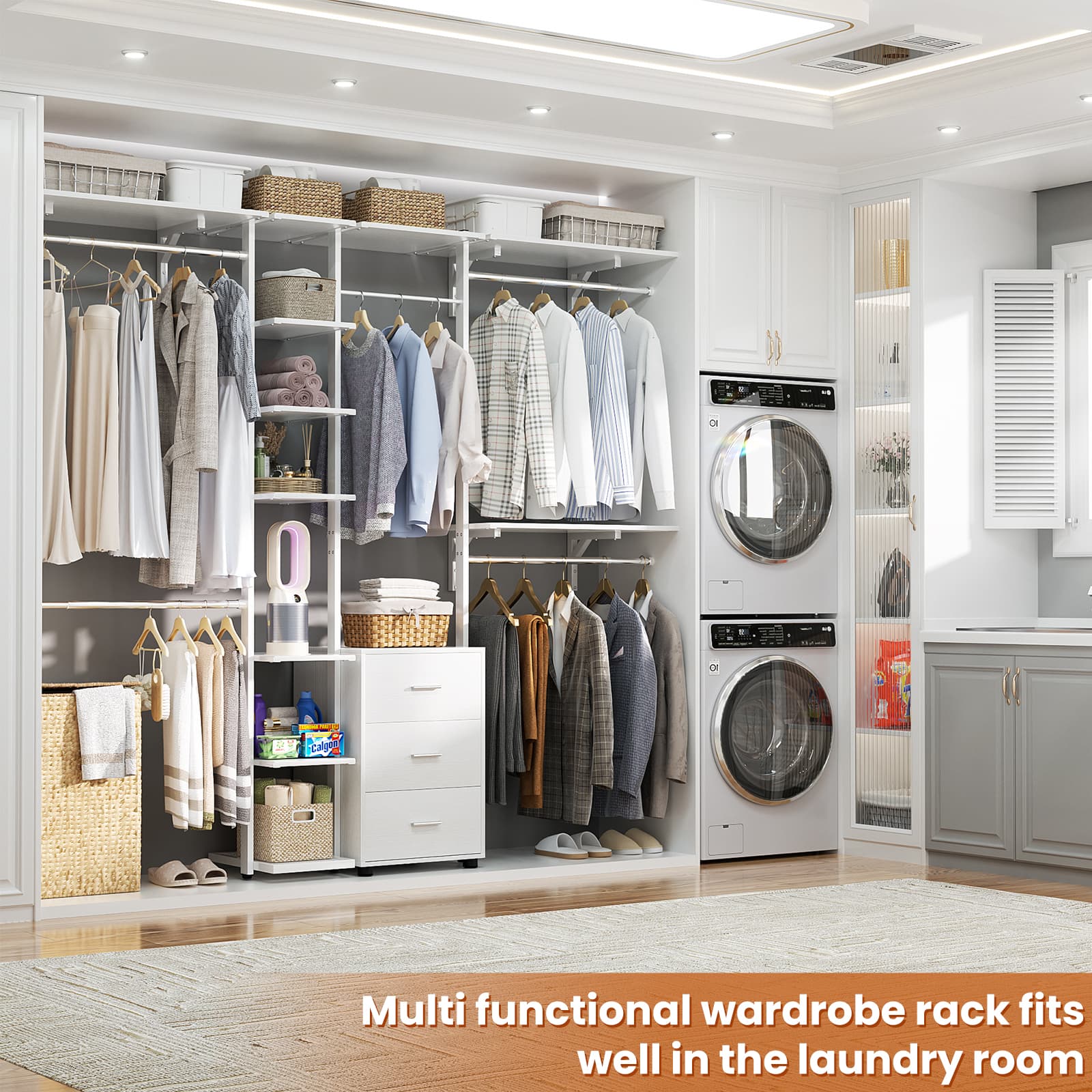 Aheaplus 96 Inch Freestanding Closet Organizer, All in One Closet