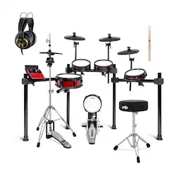 Alesis - Nitro Ultimate 9-Piece Professional Electronic Drum Kit Bluetooth Bundle