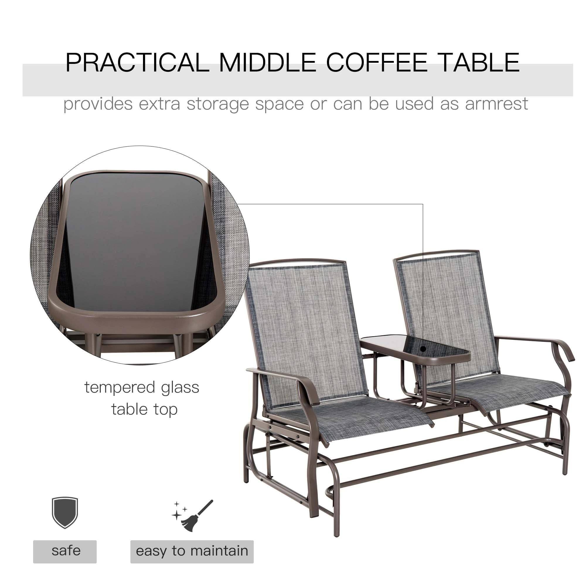PRACTICAL MIDDLE COFFEE TABLE  
provides extra storage space or can be used as armrest  

tempered glass table top  

safe  
easy to maintain