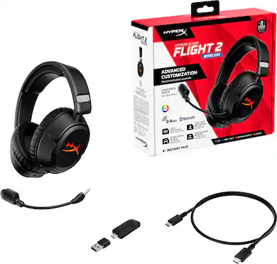 HyperX Cloud Flight 2 Draadloze gaming-headset, aanpasbare RGB HyperX Cloud Flight 2 Draadloze gaming-headset, aanpasbare RGB