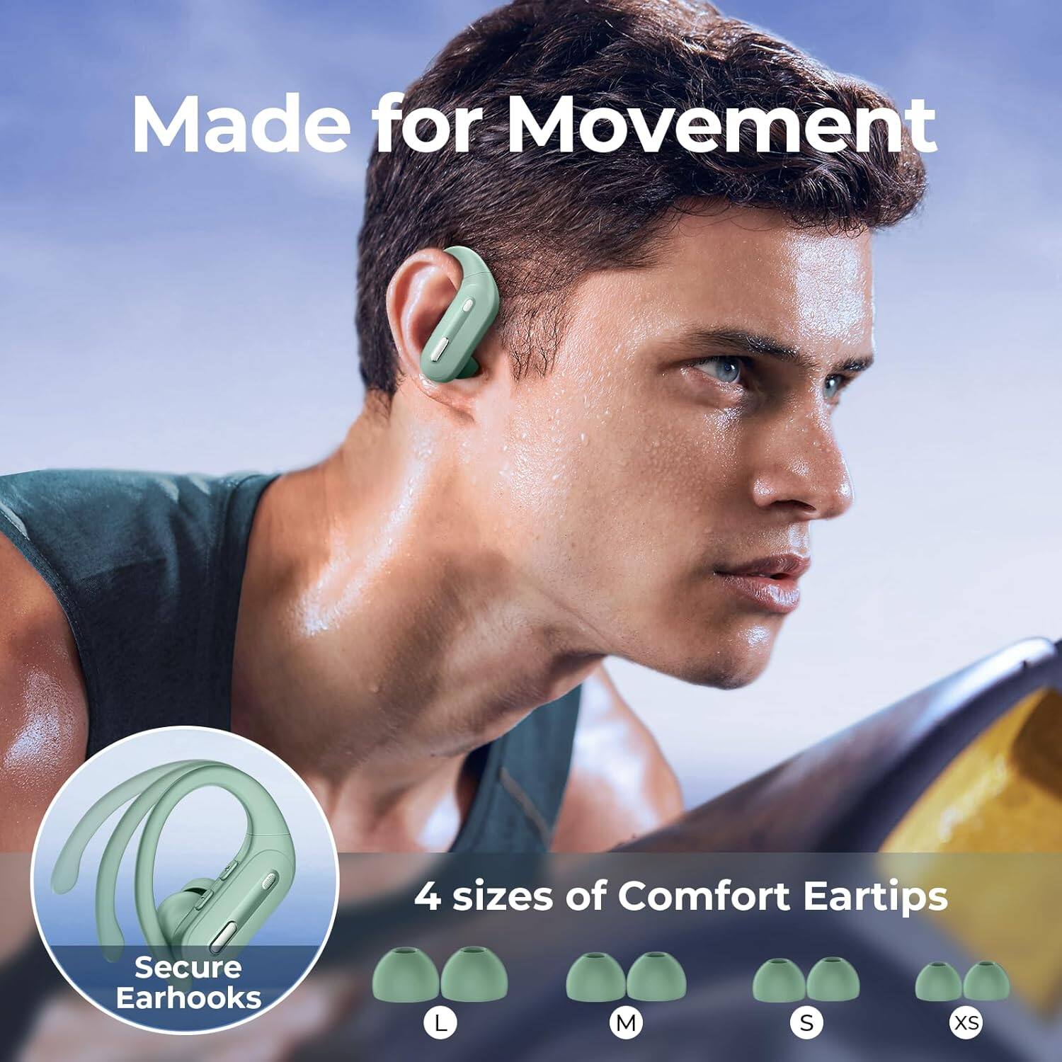 Made for Movement

4 sizes of Comfort Eartips

Secure Earhooks

L M S XS