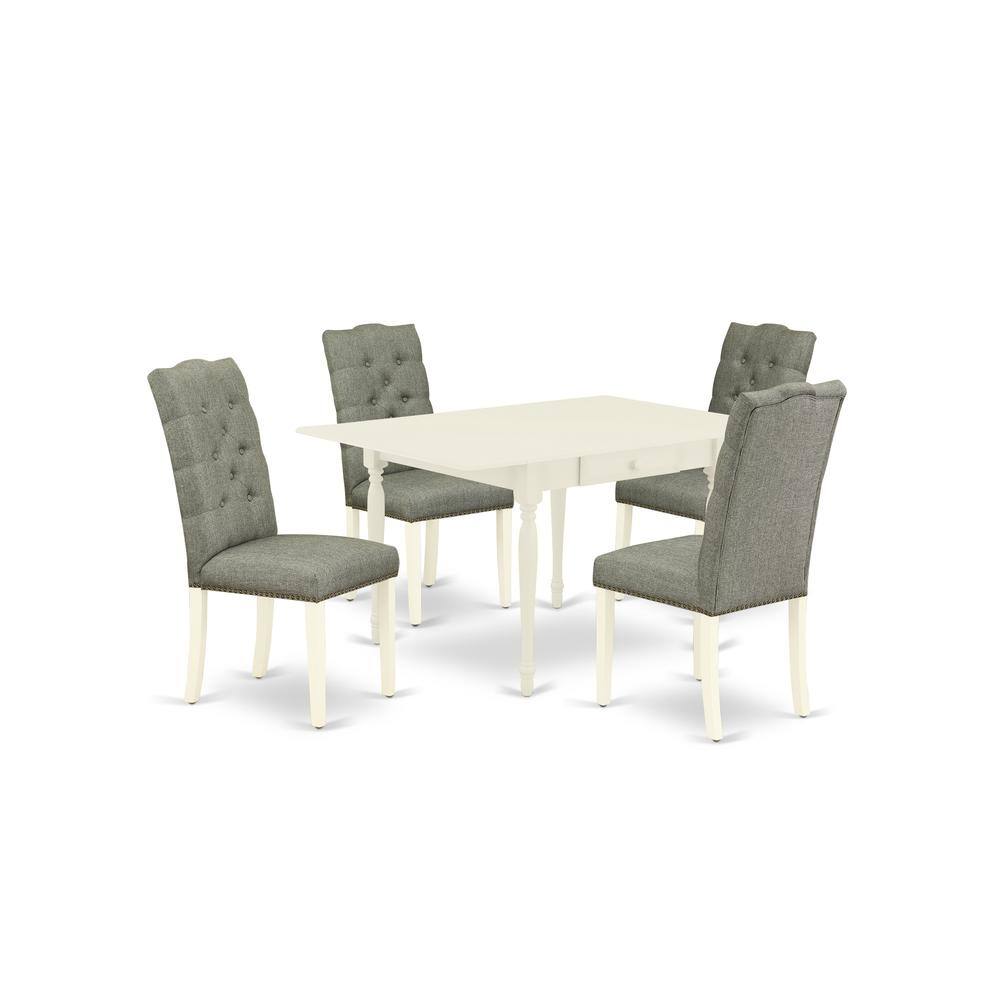 Left. East West Furniture - Dining Room Set Linen White - Brown.