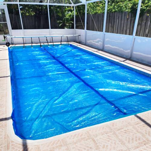 Alt View 3. Winado - 8Mil Solar Pool Cover, 12x24FT Rectangle Solar Blanket-Heavy Duty Solar Pool Cover for Above Ground Pool, Inground Pool - Blue.