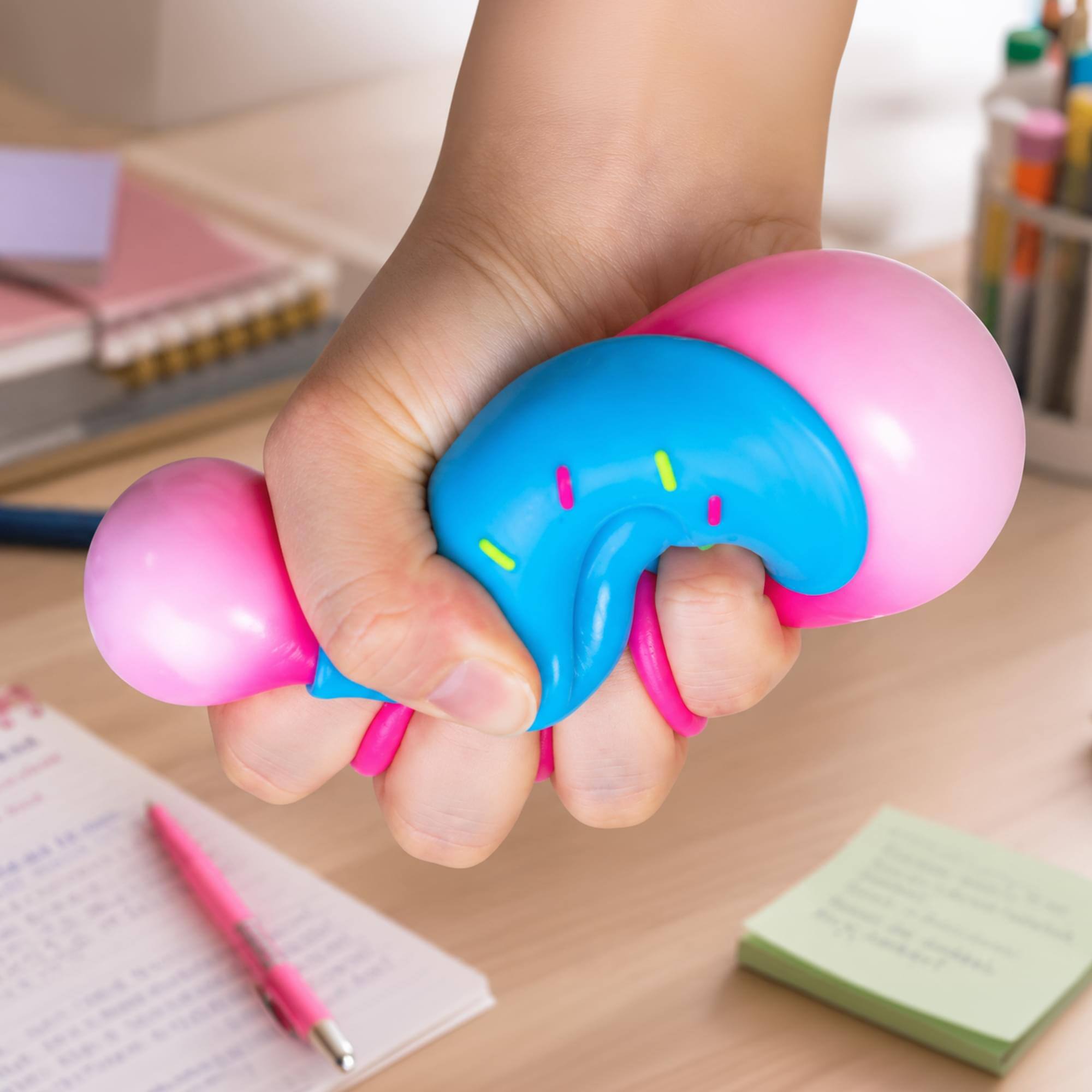 Alt View 2. Puka Creations - Frosted Donut 3-Inch Squishy Stress Reliever | Blue Frosting - Blue.