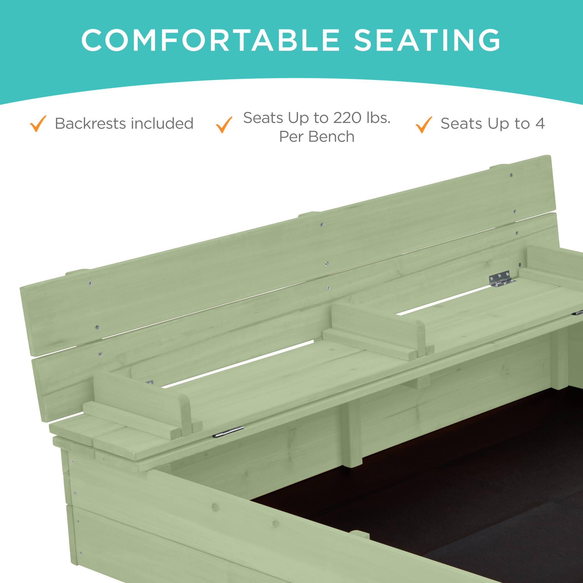 COMFORTABLE SEATING

- Backrests included
- Seats Up to 220 lbs. Per Bench
- Seats Up to 4